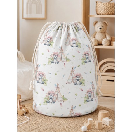Tissu "Indien Zébre" – motif Boho aquarelle – Certifié Oeko-Tex®