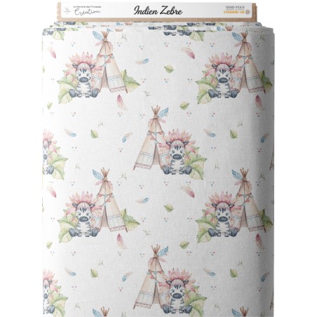 Tissu "Indien Zébre" – motif Boho aquarelle – Certifié Oeko-Tex®