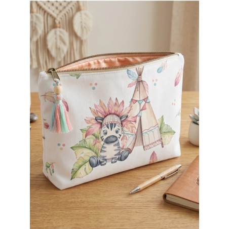 Tissu "Indien Zébre" – motif Boho aquarelle – Certifié Oeko-Tex®