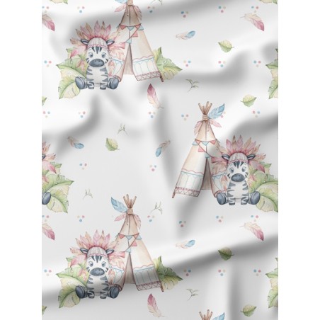 Tissu "Indien Zébre" – motif Boho aquarelle – Certifié Oeko-Tex®