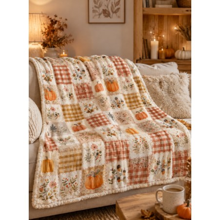 Tissu "Citrouille" – motif Patchwork aquarelle – Certifié Oeko-Tex®