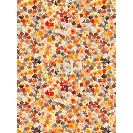Tissu "Floral D'Automne" – motif Fleuri aquarelle – Certifié Oeko-Tex®
