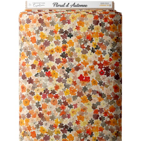 Tissu "Floral D'Automne" – motif Fleuri aquarelle – Certifié Oeko-Tex®