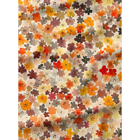 Tissu "Floral D'Automne" – motif Fleuri aquarelle – Certifié Oeko-Tex®