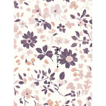 Tissu "Mauve & Rose" – motif fleuri aquarelle – Certifié Oeko-Tex®