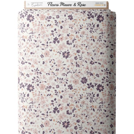 Tissu "Mauve & Rose" – motif fleuri aquarelle – Certifié Oeko-Tex®