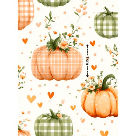 Tissu "Citrouilles Et Fleurs" – motif automnale aquarelle – Certifié Oeko-Tex®