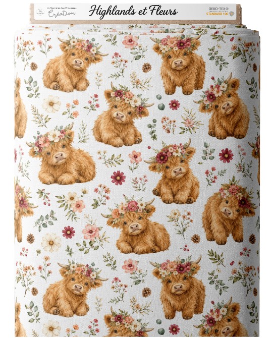 Tissu " Vaches Highlands "...
