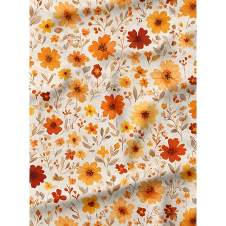 Tissu "Fleurs D'Automne" – motif Fleuri aquarelle – Certifié Oeko-Tex®