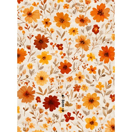 Tissu "Fleurs D'Automne" – motif Fleuri aquarelle – Certifié Oeko-Tex®