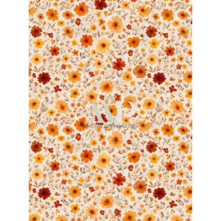 Tissu "Fleurs D'Automne" – motif Fleuri aquarelle – Certifié Oeko-Tex®