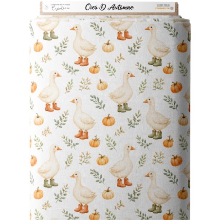 Tissu "Oies D'automne" – motif automnale aquarelle – Certifié Oeko-Tex®