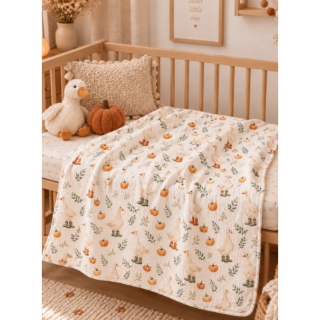 Tissu "Oies D'automne" – motif automnale aquarelle – Certifié Oeko-Tex®