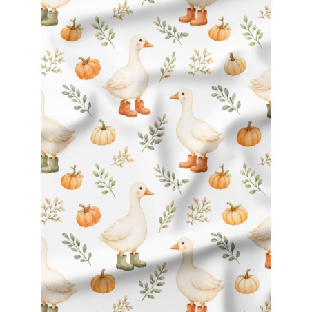 Tissu "Oies D'automne" – motif automnale aquarelle – Certifié Oeko-Tex®