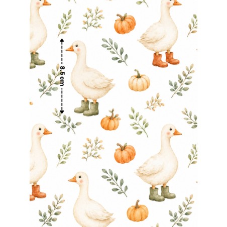 Tissu "Oies D'automne" – motif automnale aquarelle – Certifié Oeko-Tex®