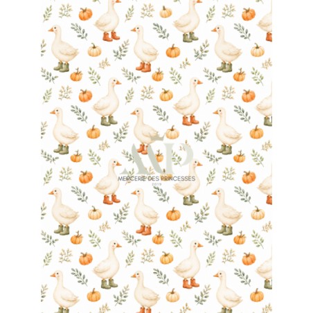 Tissu "Oies D'automne" – motif automnale aquarelle – Certifié Oeko-Tex®