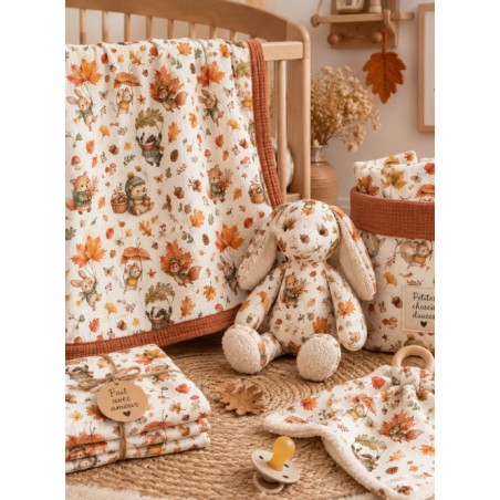 Tissu "Animaux D'automne" – motif automnale aquarelle – Certifié Oeko-Tex®