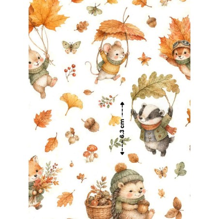 Tissu "Animaux D'automne" – motif automnale aquarelle – Certifié Oeko-Tex®