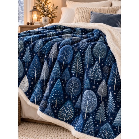 Tissu « La Forêt Bleue » – Motif hivernal féerique et étoilé – Certifié Oeko-Tex®