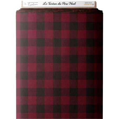 Tissu « Le Tartan du Père Noël » – Motif à carreaux rouges et noirs – Certifié Oeko-Tex®