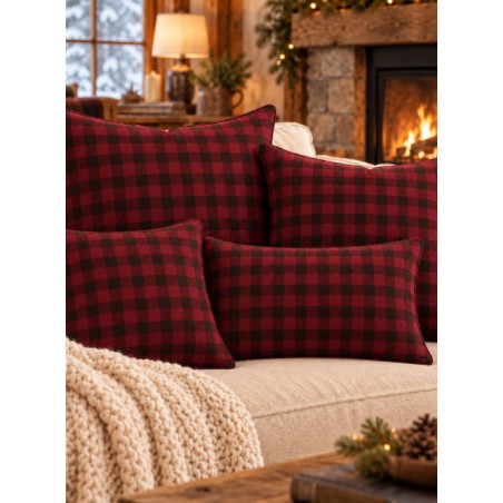 Tissu « Le Tartan du Père Noël » – Motif à carreaux rouges et noirs – Certifié Oeko-Tex®