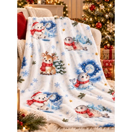 Tissu « Câlins Polaires » – Adorables Animaux de l’Hiver aux Douces Couleurs Bleutées – Certifié Oeko-Tex®