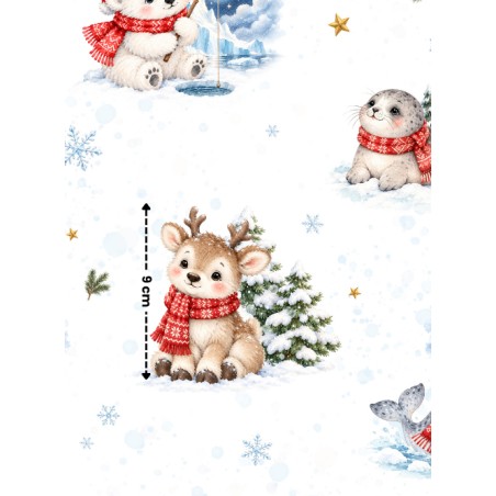 Tissu « Câlins Polaires » – Adorables Animaux de l’Hiver aux Douces Couleurs Bleutées – Certifié Oeko-Tex®