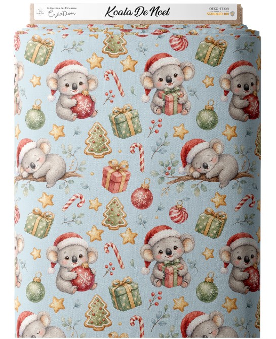 Tissu « Koala de Noël » –...