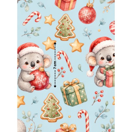 Tissu « Koala de Noël » – Adorables Koalas et Magie de Noël Aquarelle – Certifié Oeko-Tex®