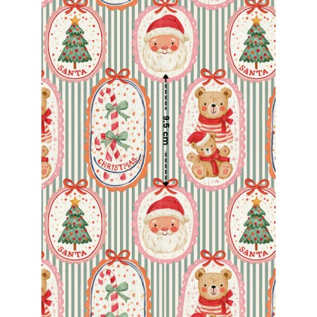 Tissu « Le Noël des Petits Oursons » – Adorables Oursons et Motifs de Noël Vintage – Certifié Oeko-Tex®