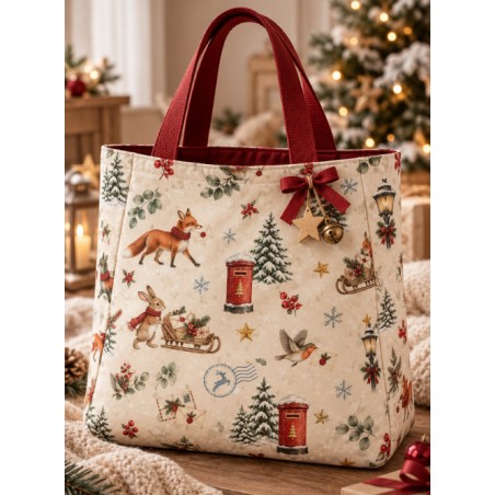Tissu « Le Courrier de Noël » – Renards, Lapins et Lettres Magiques au Charme Vintage – Certifié Oeko-Tex®