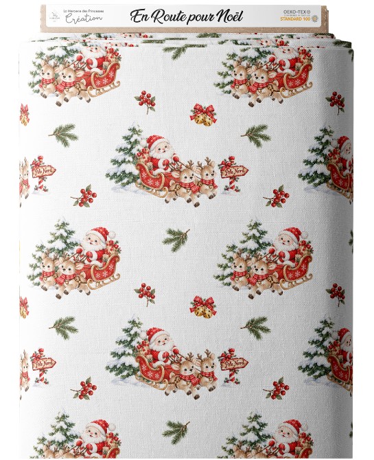 Tissu « En Route pour Noël...