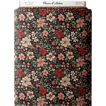 Tissu « Fleurs d’Antan » – Élégance Florale Vintage aux Tons Romantiques – Certifié Oeko-Tex®