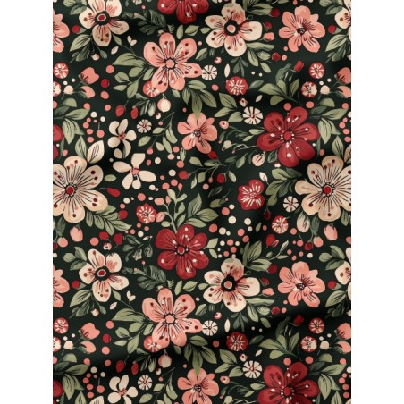 Tissu « Fleurs d’Antan » – Élégance Florale Vintage aux Tons Romantiques – Certifié Oeko-Tex®