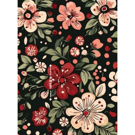 Tissu « Fleurs d’Antan » – Élégance Florale Vintage aux Tons Romantiques – Certifié Oeko-Tex®