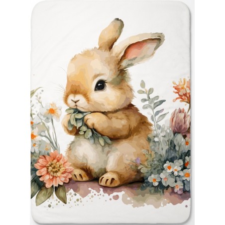 Panneau pour couverture à réaliser soi-même Lapins et fleurs - Certifié Oeko-Tex®