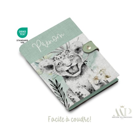 Panneau de couture Protège Carnet de Santé - Motif Savane Vert d'Eau DIY - Tissu Patron pour création naissance