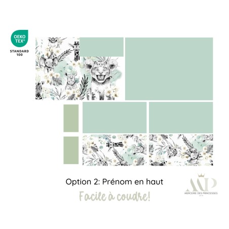 Panneau de couture Protège Carnet de Santé - Motif Savane Vert d'Eau DIY - Tissu Patron pour création naissance