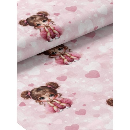 Tissu coton imprimé pour enfants Petite Danseuse Rose- Certifié Oeko-Tex®