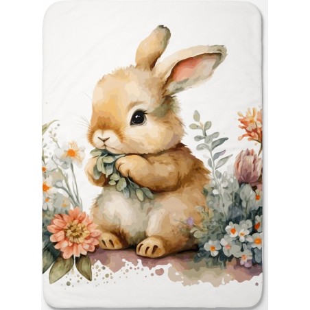 Panneau pour couverture à réaliser soi-même Lapins et fleurs - Certifié Oeko-Tex®