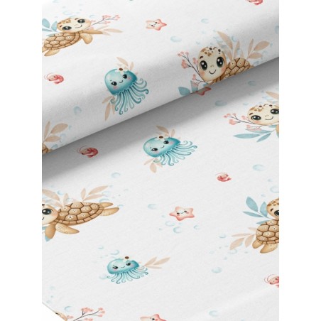 Tissu coton imprimé pour enfants Petite Tortue - Certifié Oeko-Tex®