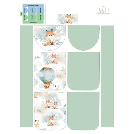 Panneau pour Sac à Dos maternelle Enfant Lovely Fox Celadon à réaliser soi-même