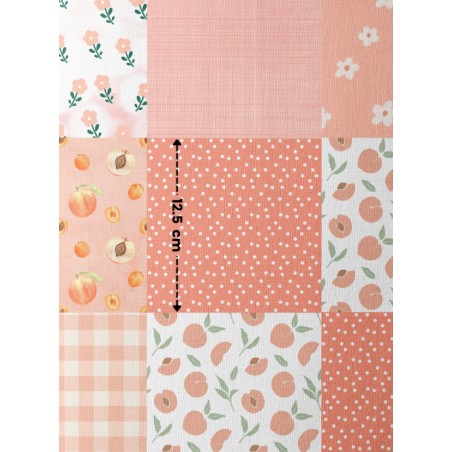Tissu coton imprimé Patchwork Pêche - Certifié Oeko-Tex®