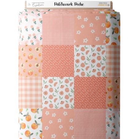 Tissu coton imprimé Patchwork Pêche - Certifié Oeko-Tex®