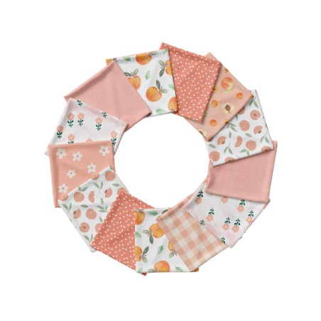 Tissu coton imprimé Patchwork Pêche - Certifié Oeko-Tex®