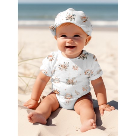 Tissu coton imprimé Tortue & Méduse - Certifié Oeko-Tex®