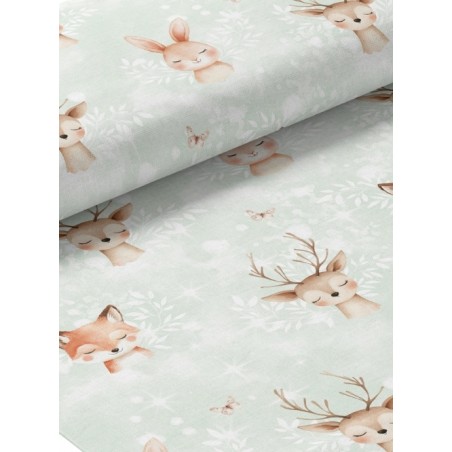 Tissu coton imprimé Forêt Poétique Vert - Certifié Oeko-Tex®
