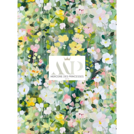 Tissu coton imprimé Fleuri Champêtre Aquarelle - Certifié Oeko-Tex®