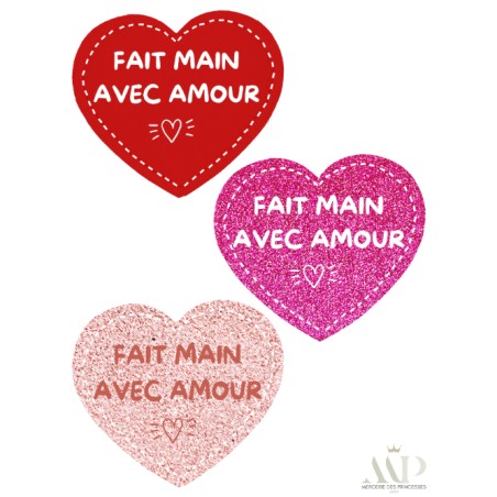 Panneau de 9 cœurs en simili cuir – "Fait Main avec Amour"