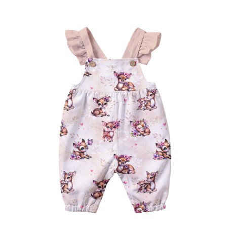Tissu coton imprimé pour enfants Bébé Faon Pastel Beige - Certifié Oeko-Tex®
